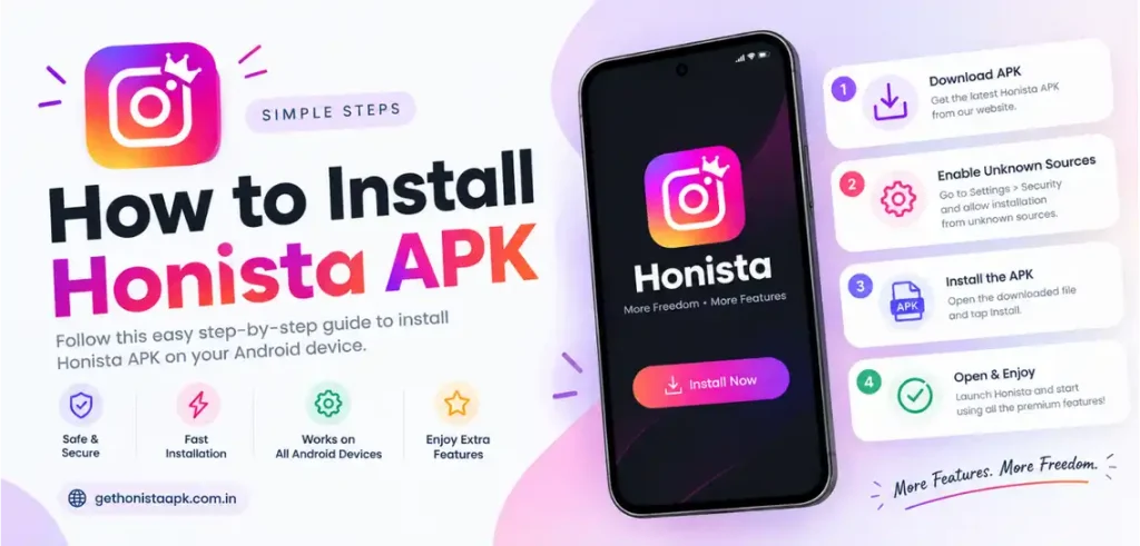 banner of how to install honista apk